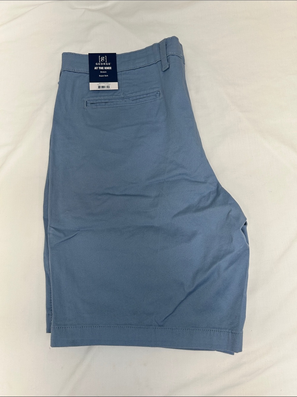 NWT George Men’s "At The Knee" Stretch Chino Shorts Slate Blue Size 36